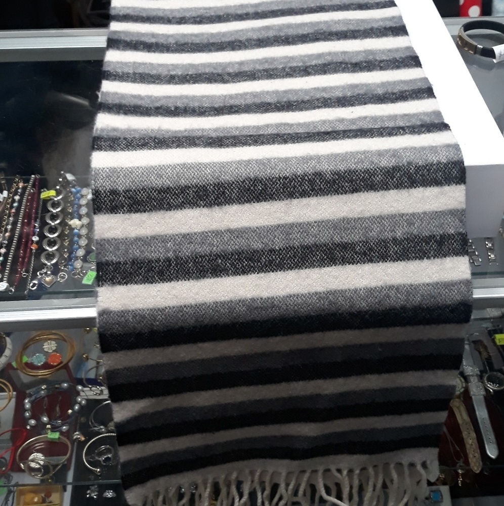 Vintage Fendi Unisex Wool Long Scarf with Fringes